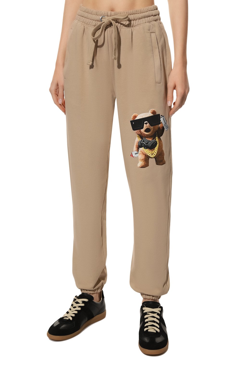 Хлопковые джоггеры DIEGO VENTURINO бежевого цвета по цене 35300 руб., арт. FW22-DV PNT P0G_WMN, фото 3 Хлопковые джоггеры DIEGO VENTURINO, арт. FW22-DV PNT P0G_WMN, фото 3