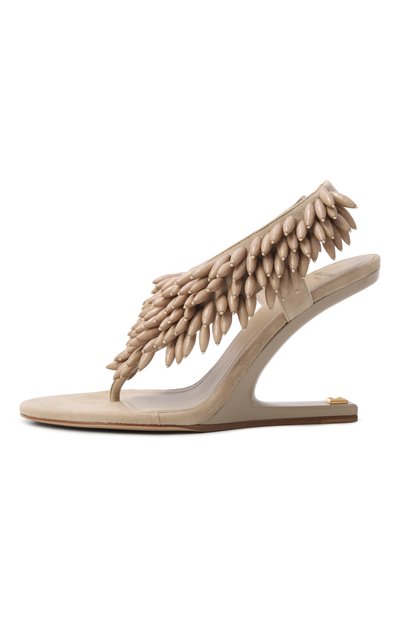 Замшевые босоножки no wedge 95 BALMAIN, арт. GN0UH233/ARBD, фото 4