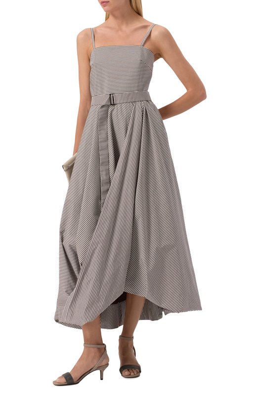 Хлопковое платье Brunello Cucinelli MH768A5339 Коричневый  MH768A5339 Фото 2