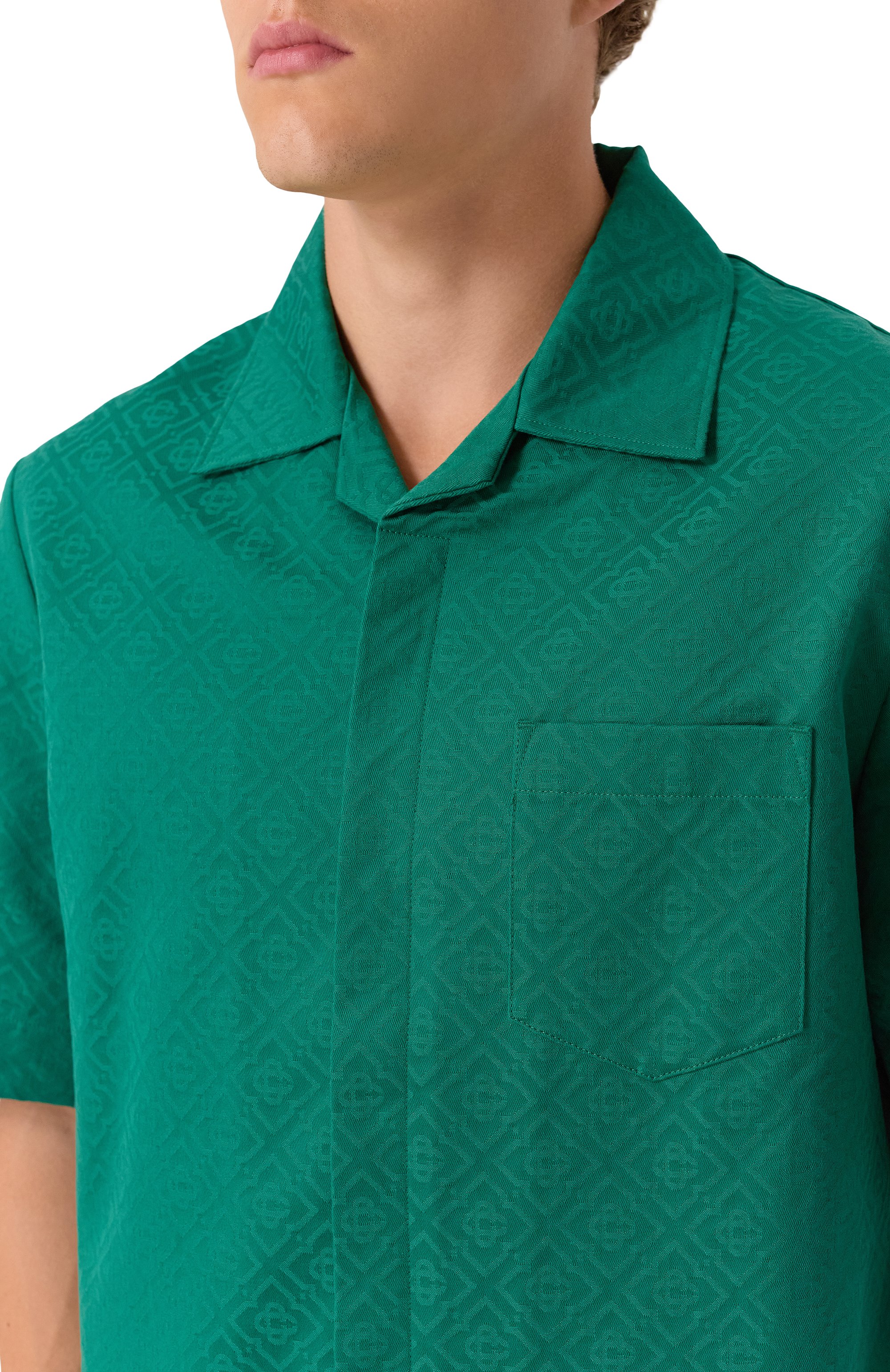 Хлопковая рубашка CASABLANCA зеленого цвета по цене 96550 руб., арт. MPF25-SH-167-02, фото 5 Хлопковая рубашка CASABLANCA, арт. MPF25-SH-167-02, фото 5