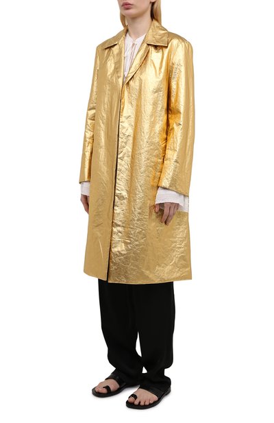 Льняное пальто DRIES VAN NOTEN золотого цвета по цене 150500 руб., арт. 211-10234-2327, фото 3 Льняное пальто DRIES VAN NOTEN, арт. 211-10234-2327, фото 3