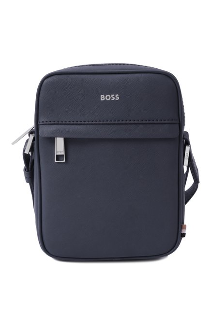 Мужская кожаная сумка BOSS синего цвета, арт. 50483566 | Фото 1 (Драгоценные камни: Проставлено; Материал: Натуральная кожа; Ремень/цепочка: На ремешке; Размер: small; Материал сплава: Проставлено)