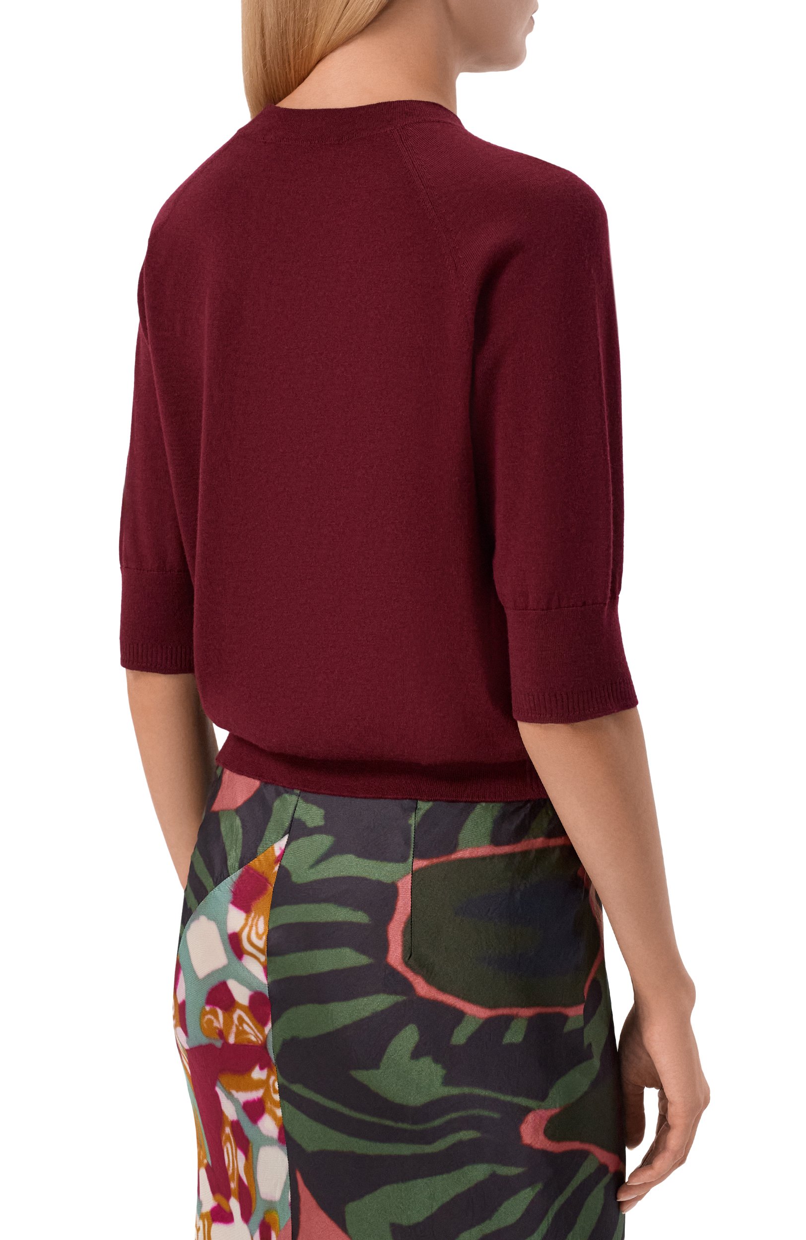 Шерстяной пуловер DRIES VAN NOTEN бордового цвета по цене 59950 руб., арт. 131204/4700, фото 4 Шерстяной пуловер DRIES VAN NOTEN, арт. 131204/4700, фото 4