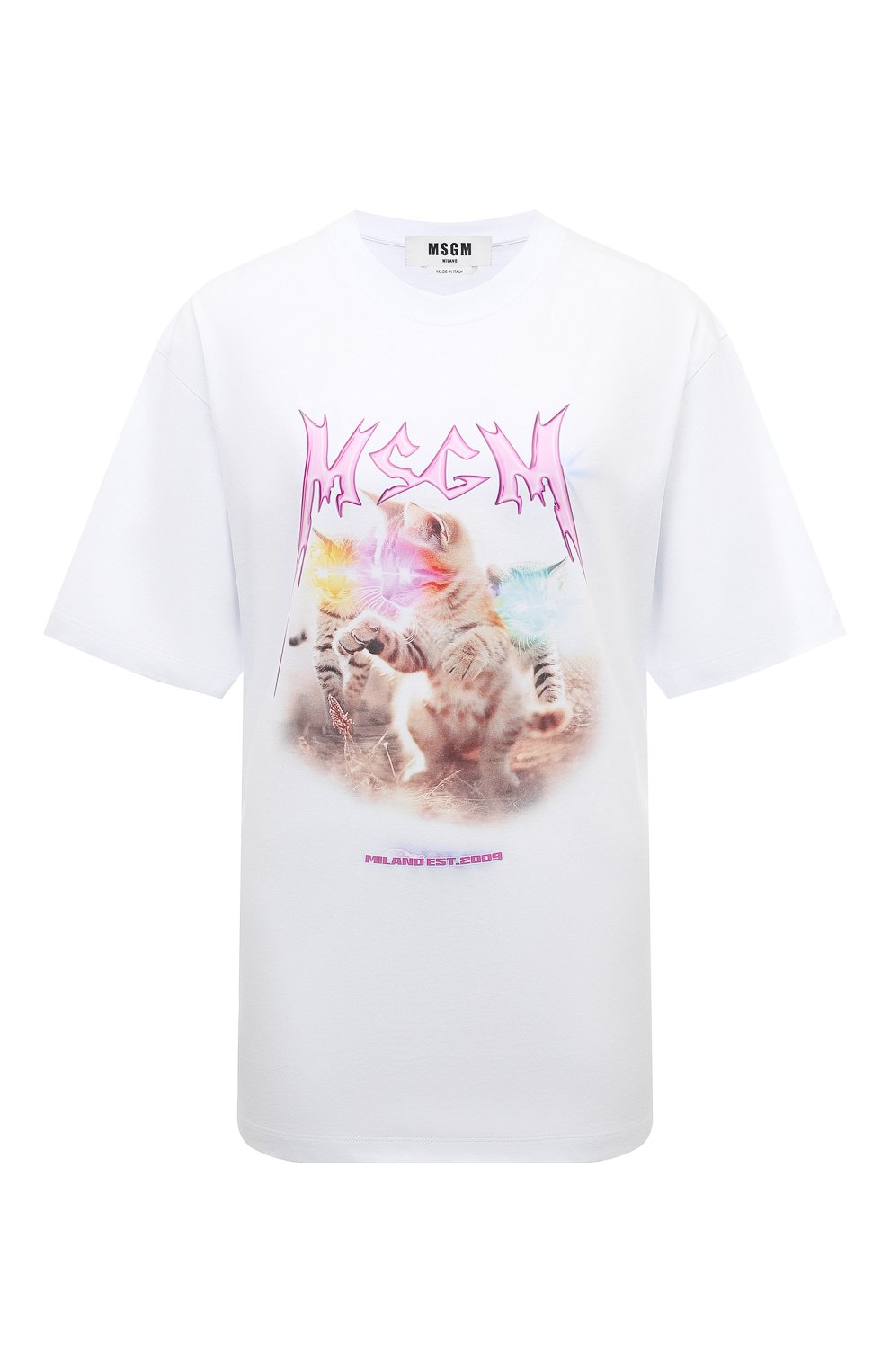 Хлопковая футболка MSGM белого цвета по цене 22100 руб., арт. 3641MDM127/247002, фото 1 Хлопковая футболка MSGM, арт. 3641MDM127/247002, фото 1