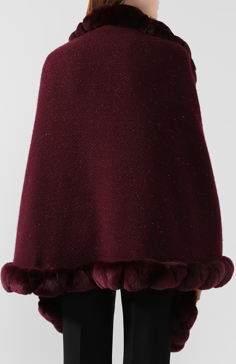 Кашемировая шаль с мехом шиншиллы LORO PIANA, арт. FAI8717, фото 4