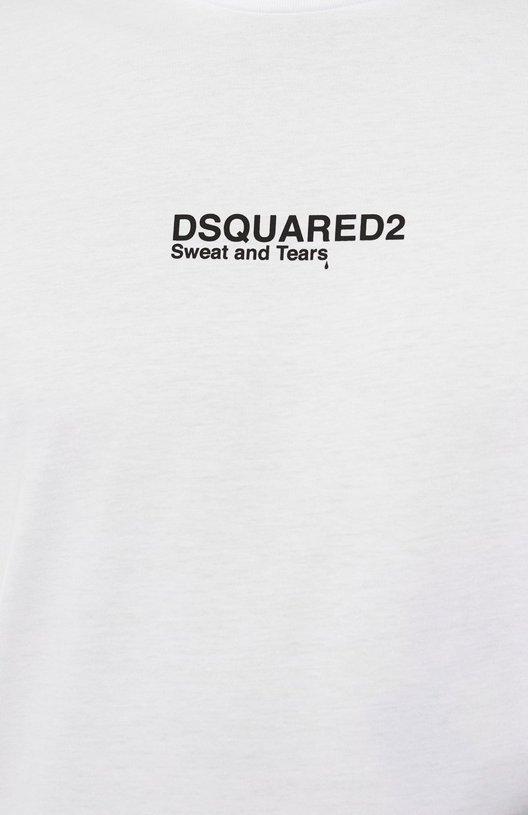 Мужская хлопковая футболка DSQUARED2 белого цвета, арт. S74GD0946/S23009 | Фото 5 (Рукава: Короткие; Длина (для топов): Стандартные; Принт: С принтом; Материал сплава: Проставлено; Материал внешний: Хлопок; Драгоценные камни: Проставлено; Стили: Кэжуэл)