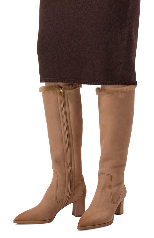 Замшевые сапоги Santoni WSEG71937PC4AHGI Бежевый  WSEG71937PC4AHGI Фото 2