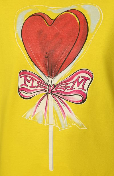 Хлопковая футболка MSGM желтого цвета по цене 19950 руб., арт. 3241MDM178 227298, фото 5 Хлопковая футболка MSGM, арт. 3241MDM178 227298, фото 5