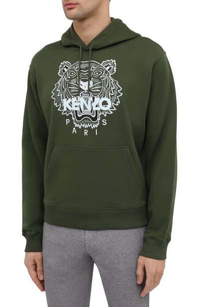 Хлопковое худи KENZO хаки цвета по цене 33050 руб., арт. FB55SW3104XA, фото 3 Хлопковое худи KENZO, арт. FB55SW3104XA, фото 3
