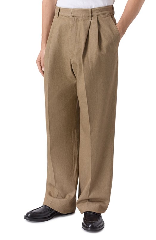 Хлопковые брюки Dries Van Noten 020962-2385-104 Бежевый  020962-2385-104 Фото 3