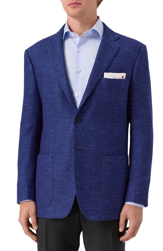 Пиджак из шерсти и шелка Kiton UG81K0170E03 Синий  UG81K0170E03 Фото 3