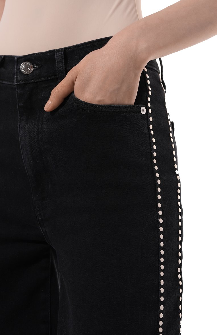 Женские джинсы FRAME DENIM черного цвета, арт. LSLSES244 | Фото 5 (Материал сплава: Проставлено; Драгоценные камни: Проставлено; Длина (брюки, джинсы): Стандартные; Силуэт Ж (брюки и джинсы): Прямые; Детали: Декор; Стили: Кэжуэл; Материал внешний: Деним, Хлопок; Кросс-КТ: Деним)