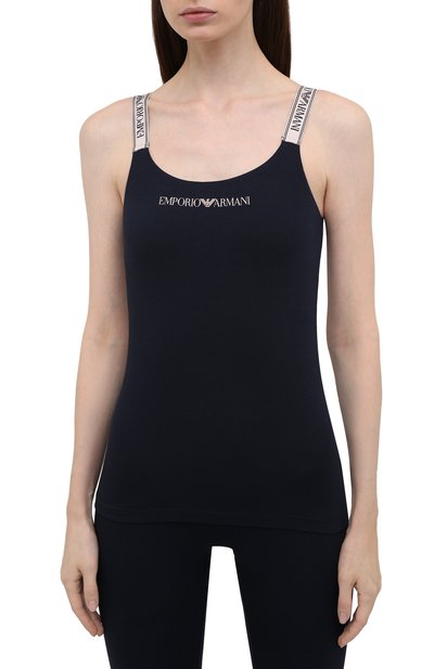 Хлопковая майка EMPORIO ARMANI темно-синего цвета по цене 5995 руб., арт. 164237/1A227, фото 3 Хлопковая майка EMPORIO ARMANI, арт. 164237/1A227, фото 3
