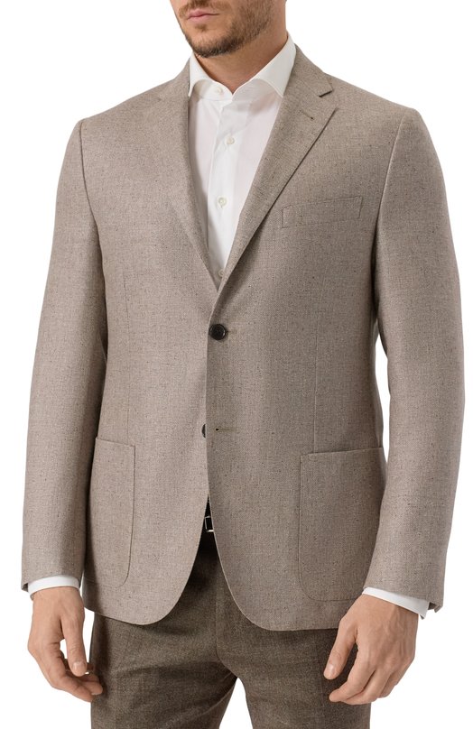 Пиджак из шелка и шерсти Corneliani 266002-2618264 Бежевый  266002-2618264 Фото 4