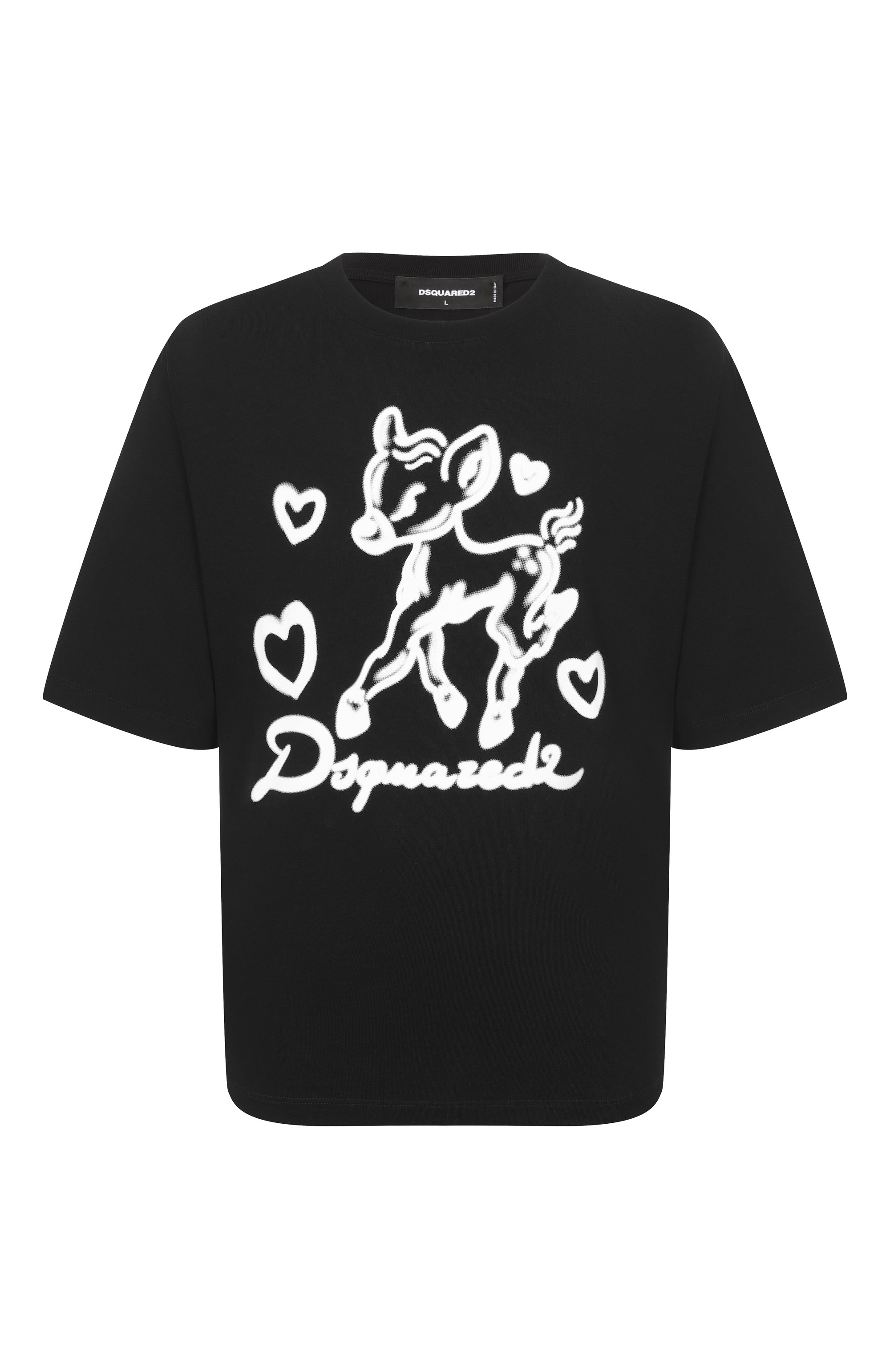 Хлопковая футболка DSQUARED2 черного цвета по цене 27850 руб., арт. S74GD1583/D20033, фото 1 Хлопковая футболка DSQUARED2, арт. S74GD1583/D20033, фото 1