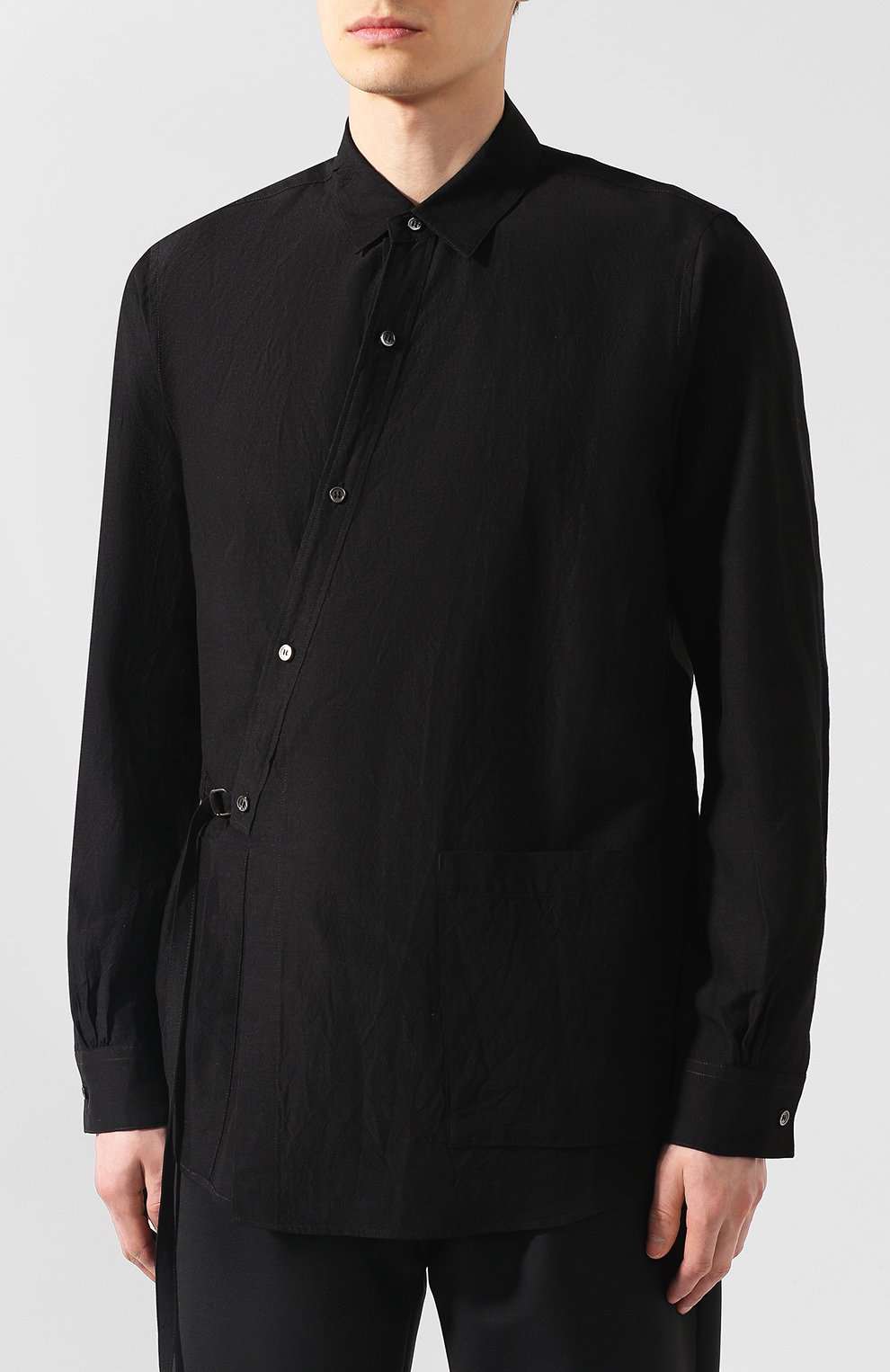 Рубашка из вискозы KAZUYUKI KUMAGAI черного цвета по цене 29850 руб., арт. KS91-036, фото 3 Рубашка из вискозы KAZUYUKI KUMAGAI, арт. KS91-036, фото 3