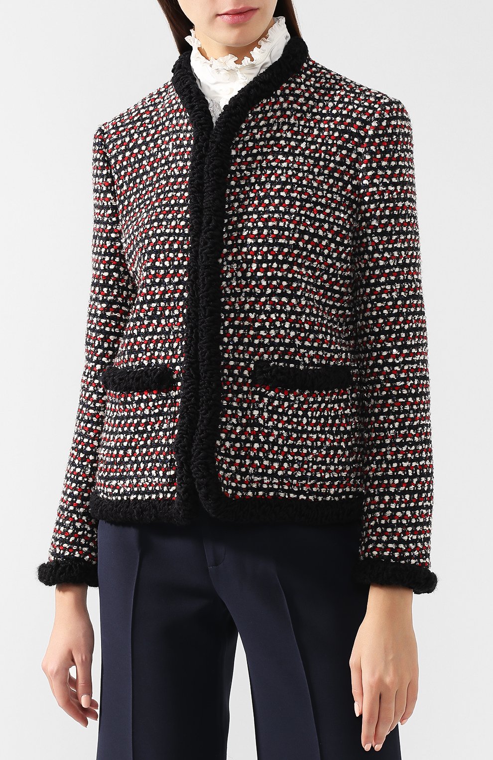 Твидовый жакет с карманами GUCCI черного цвета по цене 198500 руб., арт. 543345/ZLM50, фото 3 Твидовый жакет с карманами GUCCI, арт. 543345/ZLM50, фото 3