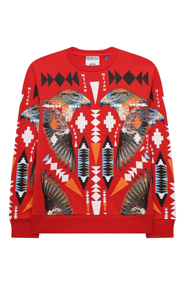 Детский хлопковый свитшот MARCELO BURLON KIDS OF MILAN красного цвета, арт. CBBA001F21FLE007 | Фото 1 (Материал внешний: Хлопок; Рукава: Длинные; Мальчики Кросс-КТ: Толстовка-одежда, Свитшот-одежда; Материал сплава: Проставлено; Драгоценные камни: Проставлено; Ростовка одежда: 10 - 11 лет | 140 - 146см, 12 лет | 152 см, 8 лет | 128 см)