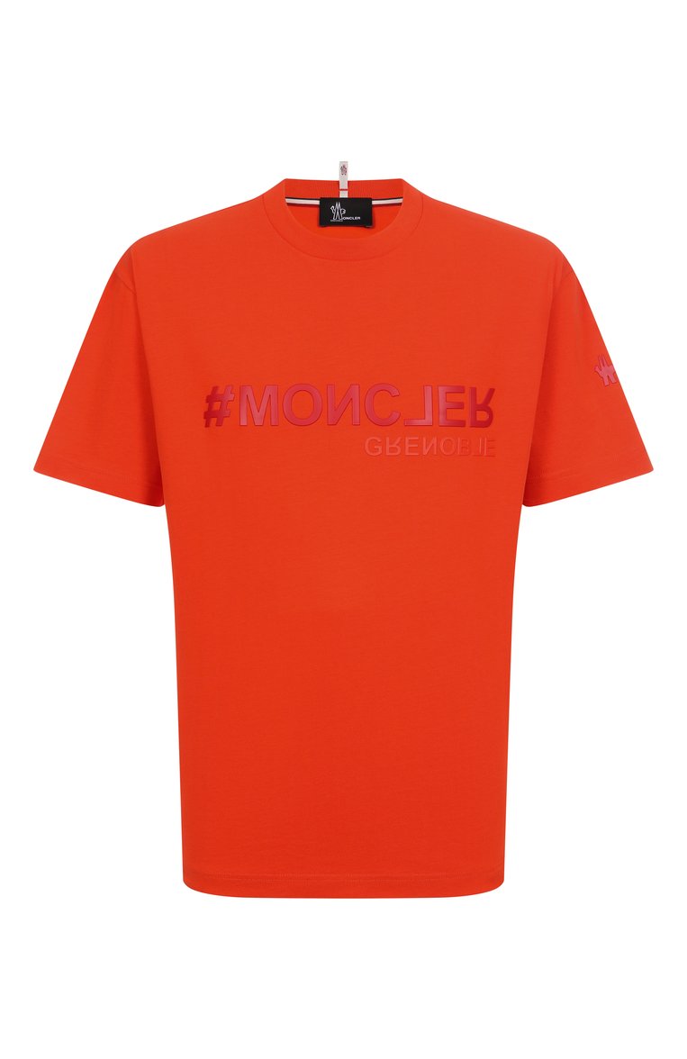 Мужская хлопковая футболка MONCLER GRENOBLE красного цвета, арт. 8C00005/83927 | Фото 1 (Длина (для топов): Стандартные; Материал внешний: Хлопок; Рукава: Короткие; Стили: Спорт-шик; Принт: Без принта; Кросс-КТ: Джерси; Мужское Кросс-КТ: Футболка-одежда; Автоматизация состава: Проставлено; Детали: Декор; Автоматизация ТО: Проставлено)