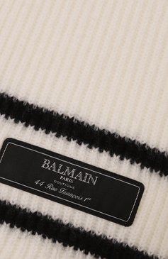 Детский шерстяной шарф BALMAIN молочного цвета, арт. BV0P73 | Фото 2 (Нос: Не проставлено; Материал: Текстиль, Шерсть)