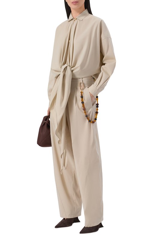 Хлопковые брюки Darkpark WTR36 FAC134/PHEBE-LIGHT C0TT0N P0PELINE WIDE-LEG Бежевый  WTR36 FAC134/PHEBE-LIGHT C0TT0N P0PELINE WIDE-LEG Фото 2