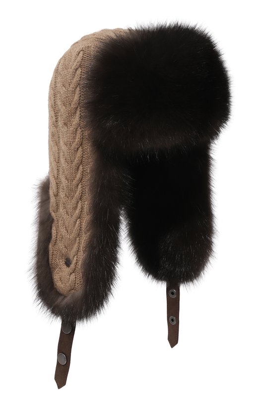 Шапка-ушанка из меха соболя Black Sable BS-47CF1 Бежевый BS-47CF1