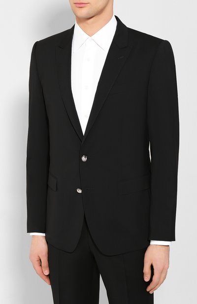 Шерстяной пиджак DOLCE & GABBANA черного цвета по цене 268500 руб., арт. G2LK0T/GEM19, фото 3 Шерстяной пиджак DOLCE & GABBANA, арт. G2LK0T/GEM19, фото 3