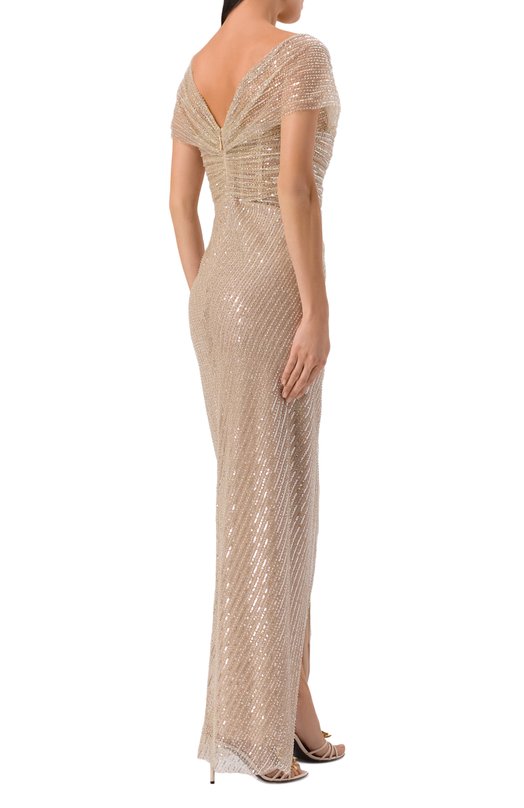 Платье с отделкой пайетками Sasha Kim SK-00001760 Бежевый  SK-00001760 Фото 3