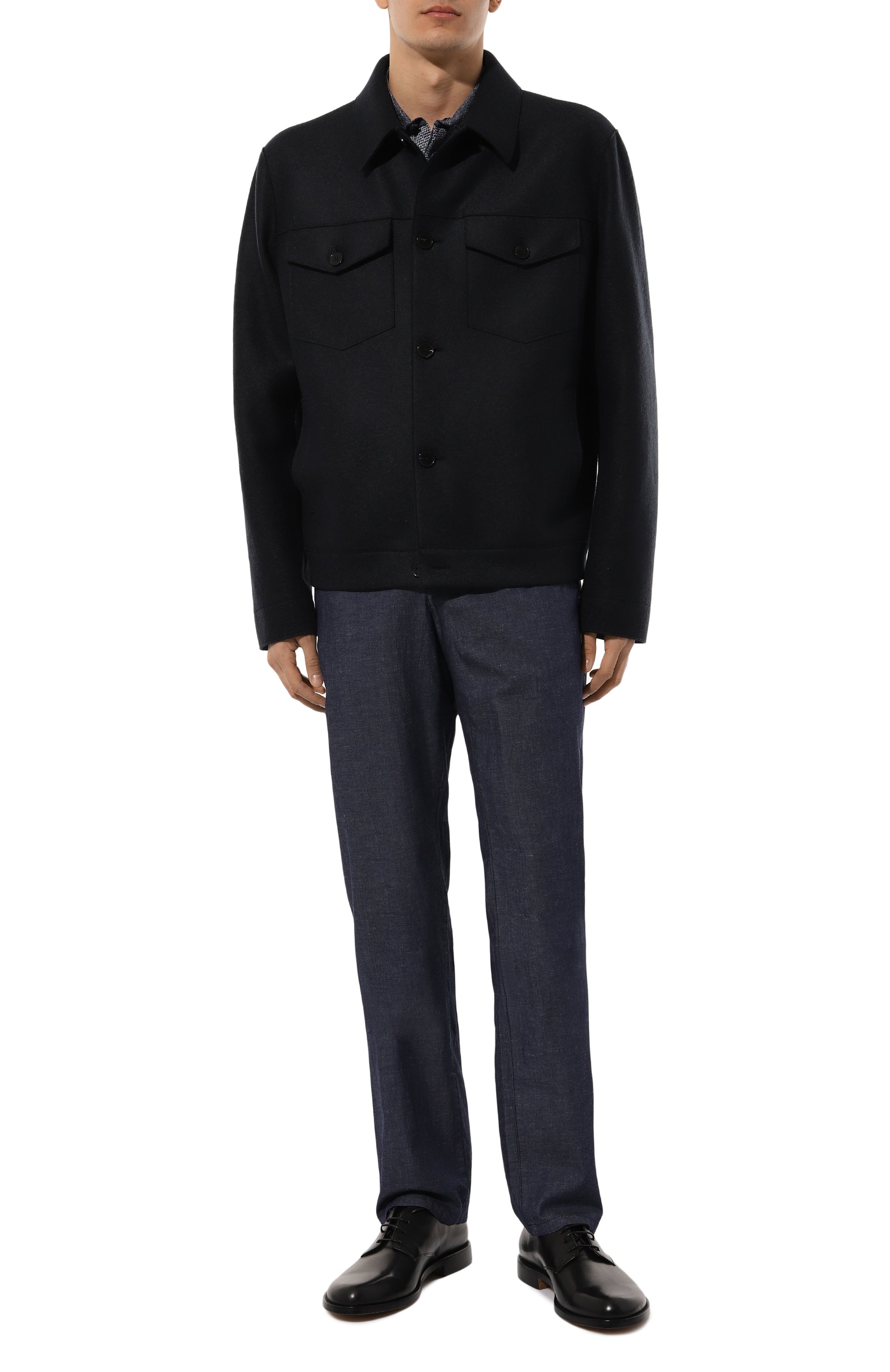 Брюки из хлопка и льна ZILLI темно-синего цвета по цене 126500 руб., арт. CP801BM0109VHST00, фото 2 Брюки из хлопка и льна ZILLI, арт. CP801BM0109VHST00, фото 2