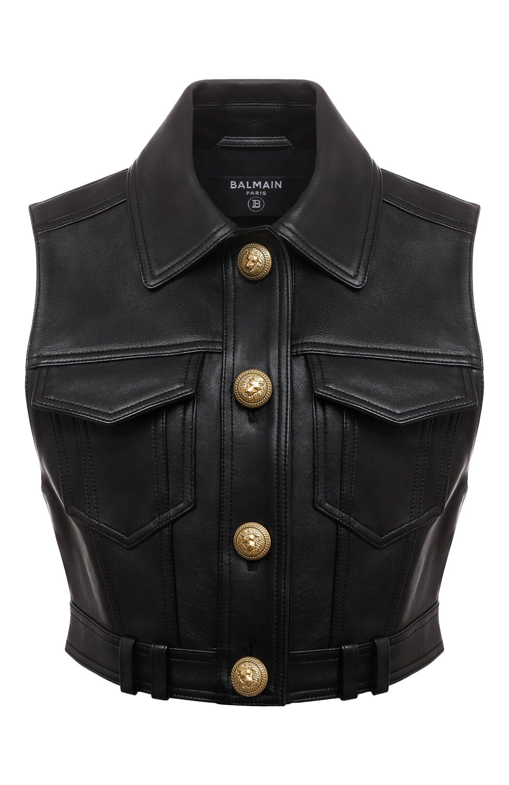 Кожаный жилет BALMAIN черного цвета по цене 250500 руб., арт. AF1SA200LC01, фото 1 Кожаный жилет BALMAIN, арт. AF1SA200LC01, фото 1