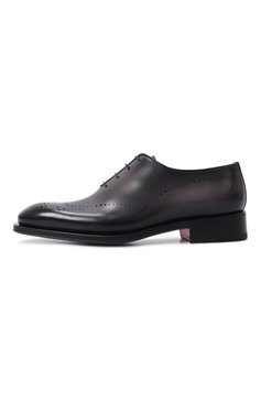 Мужские кожаные оксфорды SANTONI темно-серого цвета, арт. MCCG18542MC8HFUL | Фото 4 (Стил�и: Классический; Нос: Не проставлено; Мужское Кросс-КТ: Броги-обувь; Материал сплава: Проставлено; Материал внутренний: Натуральная кожа; Материал внешний: Натуральная кожа)