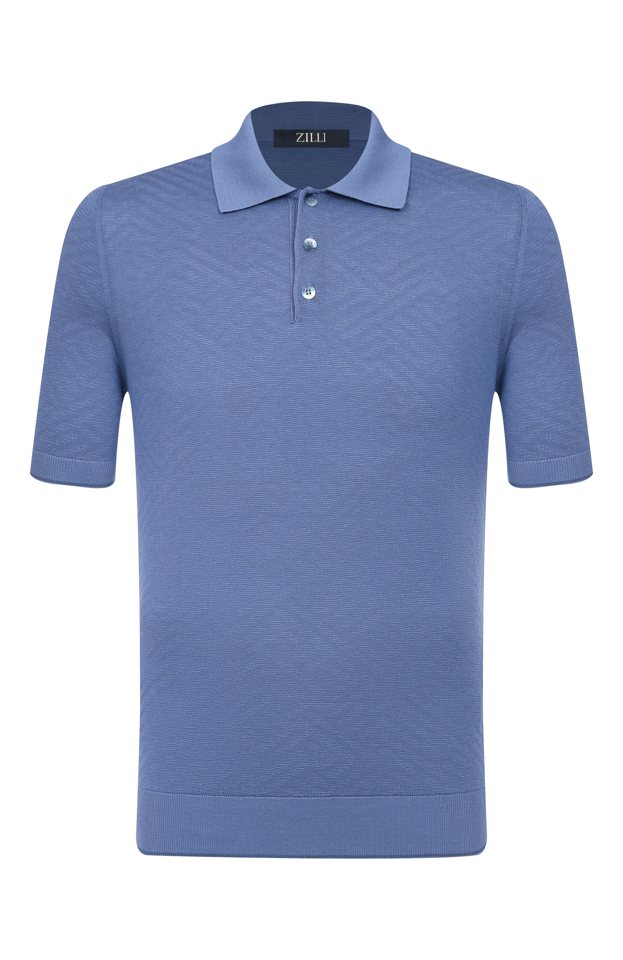 Поло из шелка и хлопка ZILLI голубого цвета по цене 139500 руб., арт. KBP002M0164VFAF00, фото 1 Поло из шелка и хлопка ZILLI, арт. KBP002M0164VFAF00, фото 1