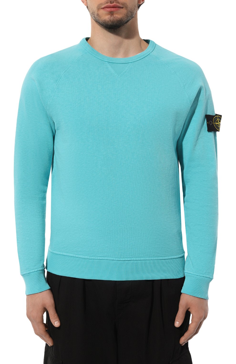 Хлопковый свитшот STONE ISLAND бирюзового цвета по цене 37250 руб., арт. 781566360V0142, фото 3 Хлопковый свитшот STONE ISLAND, арт. 781566360V0142, фото 3