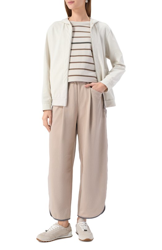 Хлопковые брюки Brunello Cucinelli MH827S0599 Бежевый  MH827S0599 Фото 2