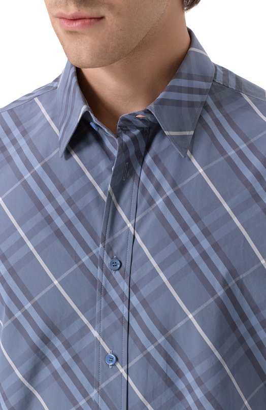 Хлопковая рубашка Burberry 8109517 Голубой  8109517 Фото 5