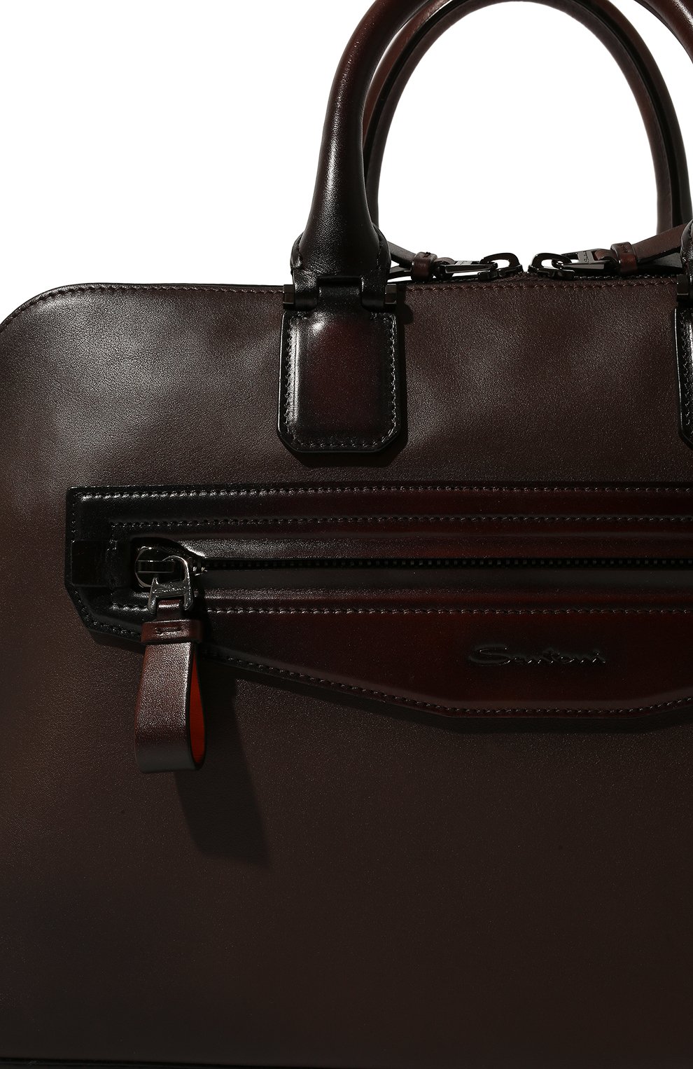 Кожаная сумка для ноутбука SANTONI темно-коричневого цвета по цене 109000 руб., арт. UIBBA2275LI-GSP9T50, фото 3 Кожаная сумка для ноутбука SANTONI, арт. UIBBA2275LI-GSP9T50, фото 3