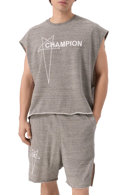 Хлопковая майка Rick Owens x Champion Rick Owens CM01E1667/CHMJ Серый  CM01E1667/CHMJ Фото 3