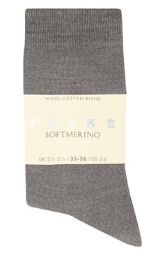 Женские носки softmerino из ш�ерсти и хлопка FALKE серого цвета, арт. 47488 | Фото 1 (Материал внешний: Шерсть; Материал сплава: Проставлено; Нос: Не проставлено)