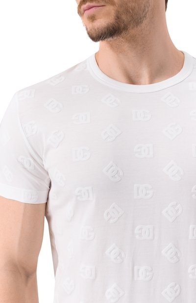 Хлопковая футболка DOLCE & GABBANA белого цвета по цене 77700 руб., арт. G8PT1T/G7NWE, фото 5 Хлопковая футболка DOLCE & GABBANA, арт. G8PT1T/G7NWE, фото 5