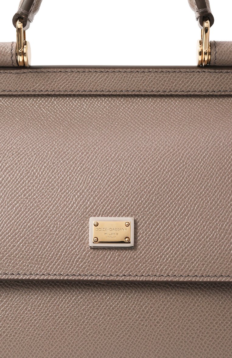 Женская сумка sicily small DOLCE & GABBANA темно-бежевого цвета, арт. BB9003_BE9003_BI9003/A1001_1_ | Фото 3 (Ремень/цепочка: На ремешке; Материал: Натуральная кожа; Сумки-технические: Сумки top-handle; Размер: small)