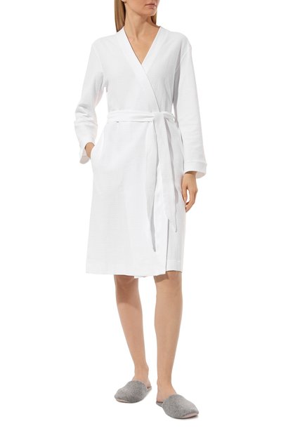 Хлопковый халат HANRO белого цвета по цене 29810 руб., арт. 077303., фото 2 Хлопковый халат HANRO, арт. 077303., фото 2