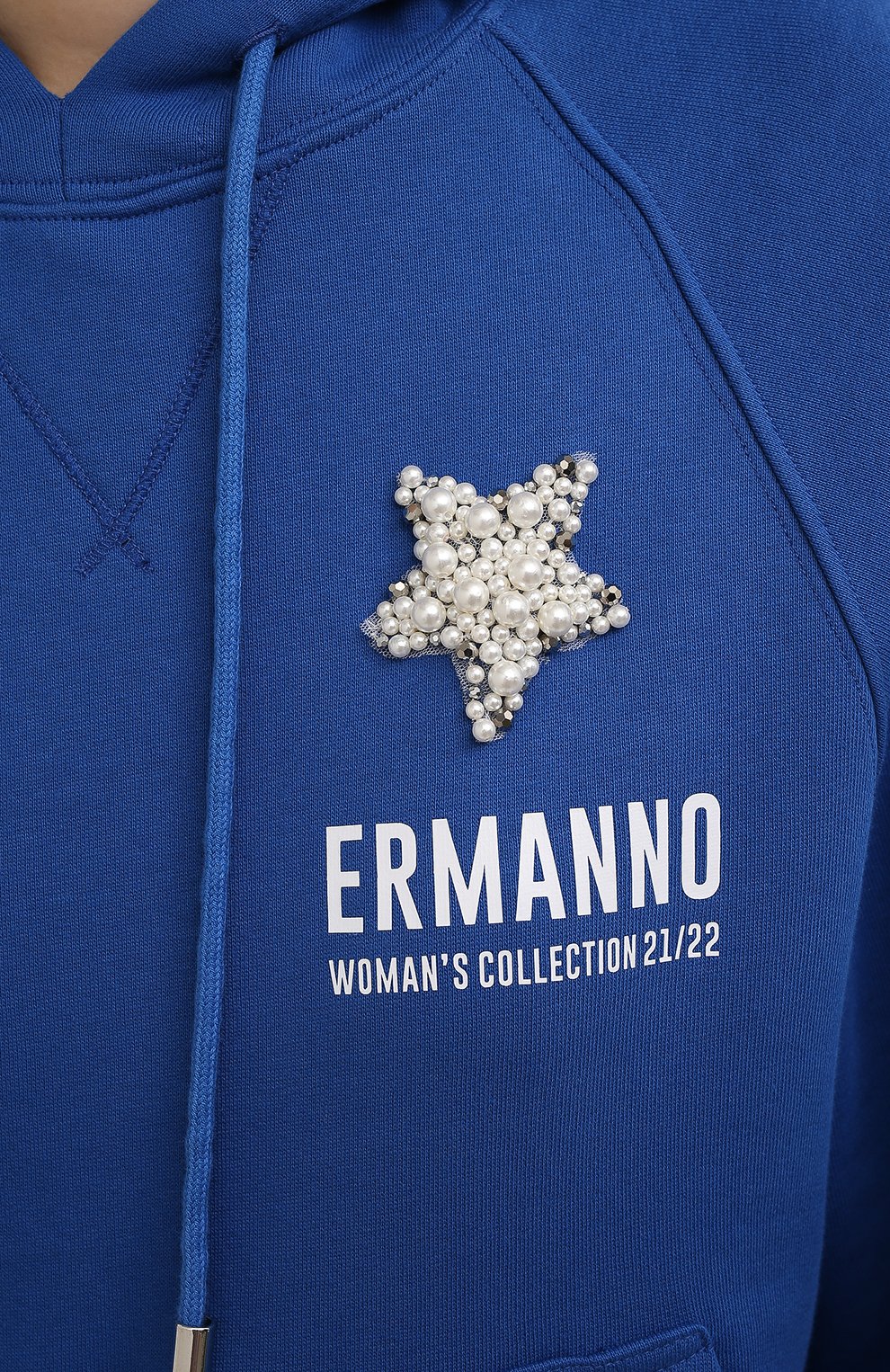 Хлопковое худи ERMANNO FIRENZE синего цвета по цене 32400 руб., арт. D39ET FL071FEL, фото 5 Хлопковое худи ERMANNO FIRENZE, арт. D39ET FL071FEL, фото 5