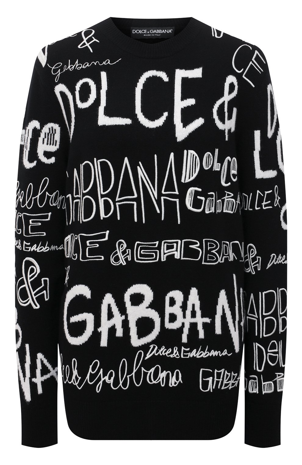 Шерстяной пуловер DOLCE & GABBANA черно-белого цвета по цене 264500 руб., арт. FX236Z/JBVK8, фото 1 Шерстяной пуловер DOLCE & GABBANA, арт. FX236Z/JBVK8, фото 1