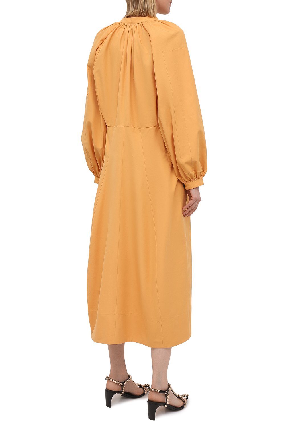 Хлопковое платье JIL SANDER оранжевого цвета по цене 188500 руб., арт. JSPS502306-WS244200, фото 4 Хлопковое платье JIL SANDER, арт. JSPS502306-WS244200, фото 4