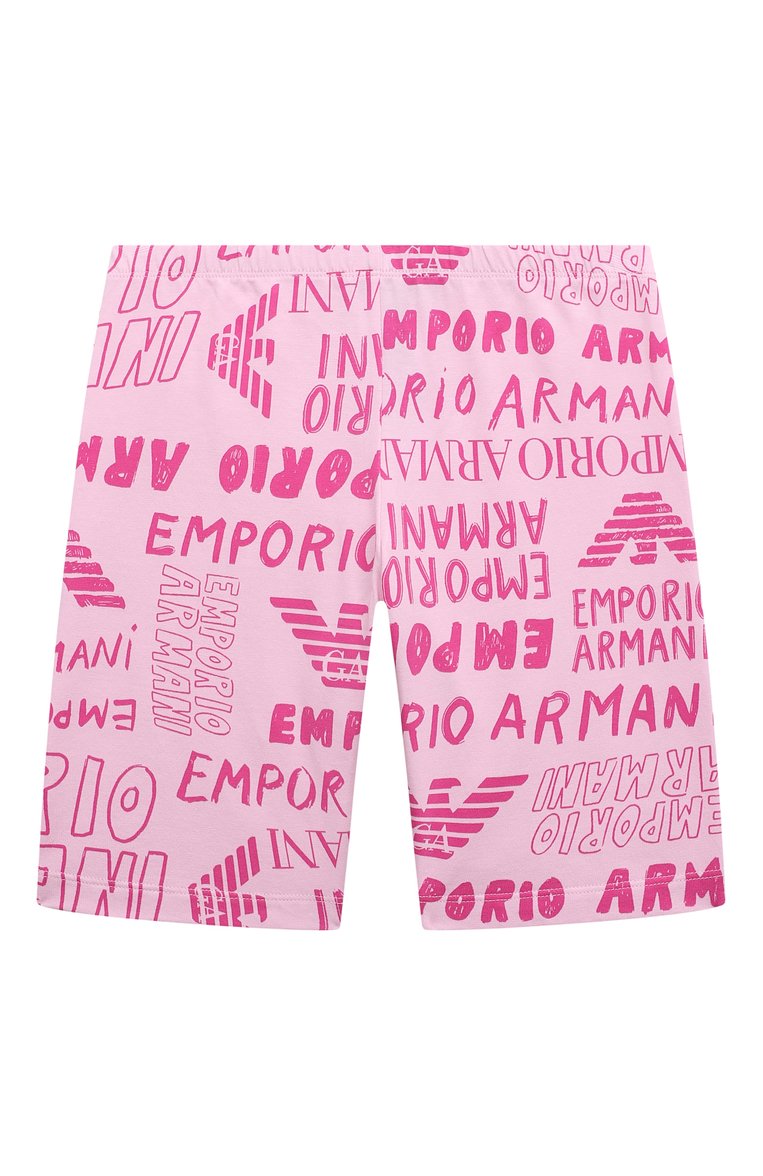 Детские хлопковые шорты EMPORIO ARMANI розового цвета, арт. 3R3S03/3J50Z | Фото 1 (Случай: Повседневный; Материал сплава: Проставлено; Нос: Не проставлено; Материал внешний: Хлопок; Ростовка одежда: 6 лет | 116 см)