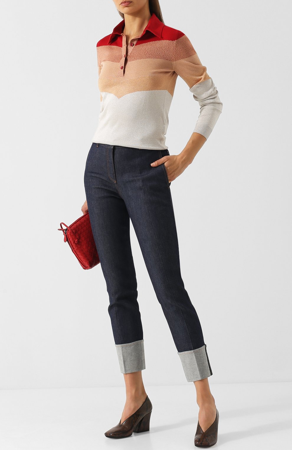 Поло из смеси шерсти и вискозы с принтом BOTTEGA VENETA, арт. 514012/VERR0, фото 2