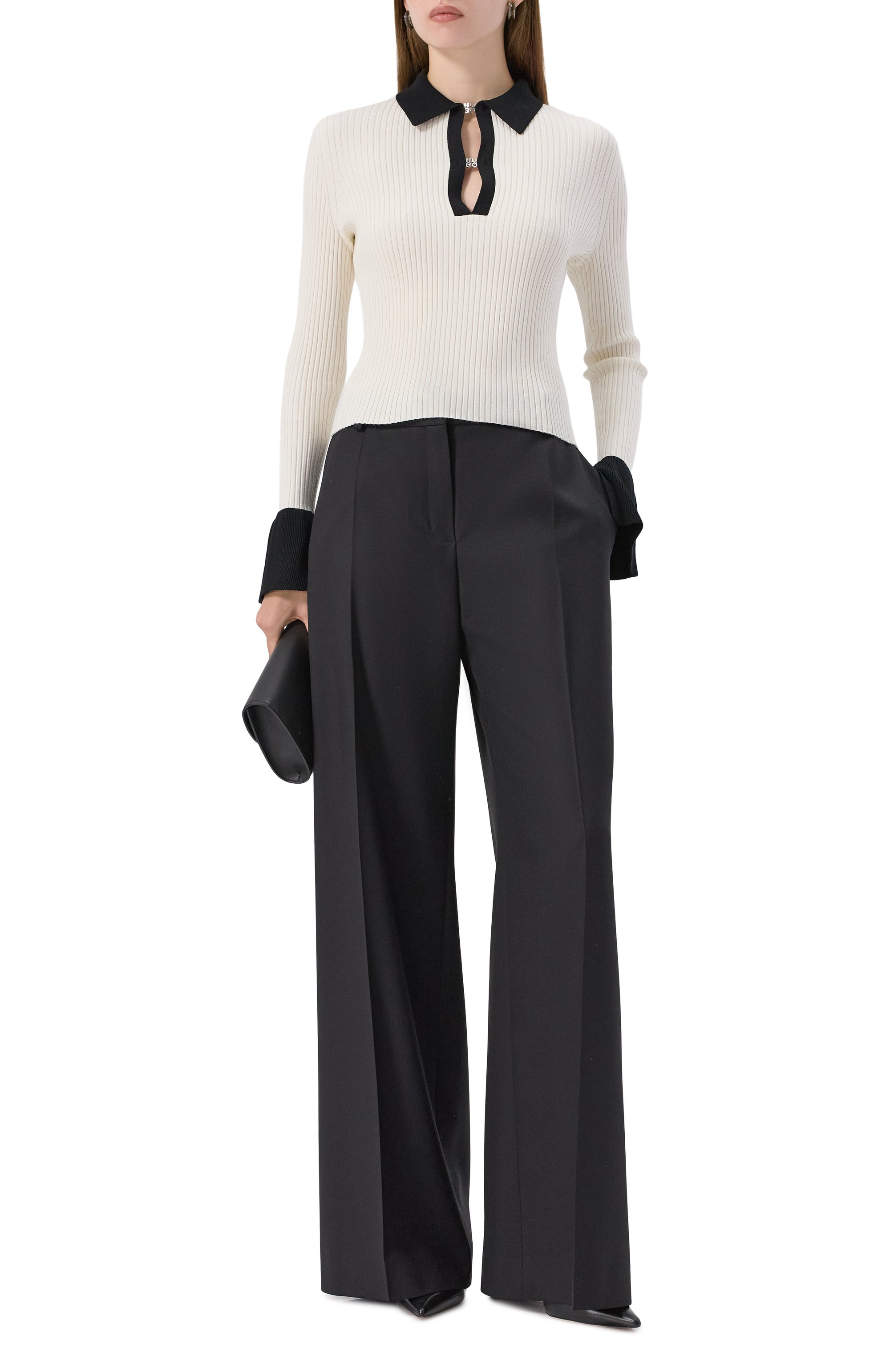 Поло из вискозы HUGO белого цвета по цене 21950 руб., арт. 50542608, фото 2 Поло из вискозы HUGO, арт. 50542608, фото 2