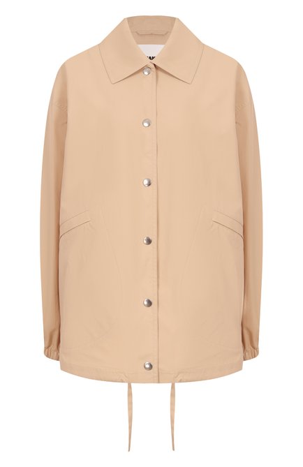 Женская хлопковая куртка JIL SANDER бежевого цвета, арт. J04AM0001-J45026 | Фото 1 (Рукава: Длинные; Материал внешний: Хлопок; Материал сплава: Проставлено; Длина (верхняя одежда): Короткие; Драгоценные камни: Проставлено)