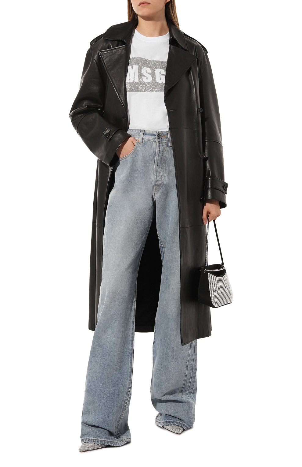 Хлопковая футболка MSGM белого цвета по цене 13150 руб., арт. 3441MDM520G 237002, фото 2 Хлопковая футболка MSGM, арт. 3441MDM520G 237002, фото 2
