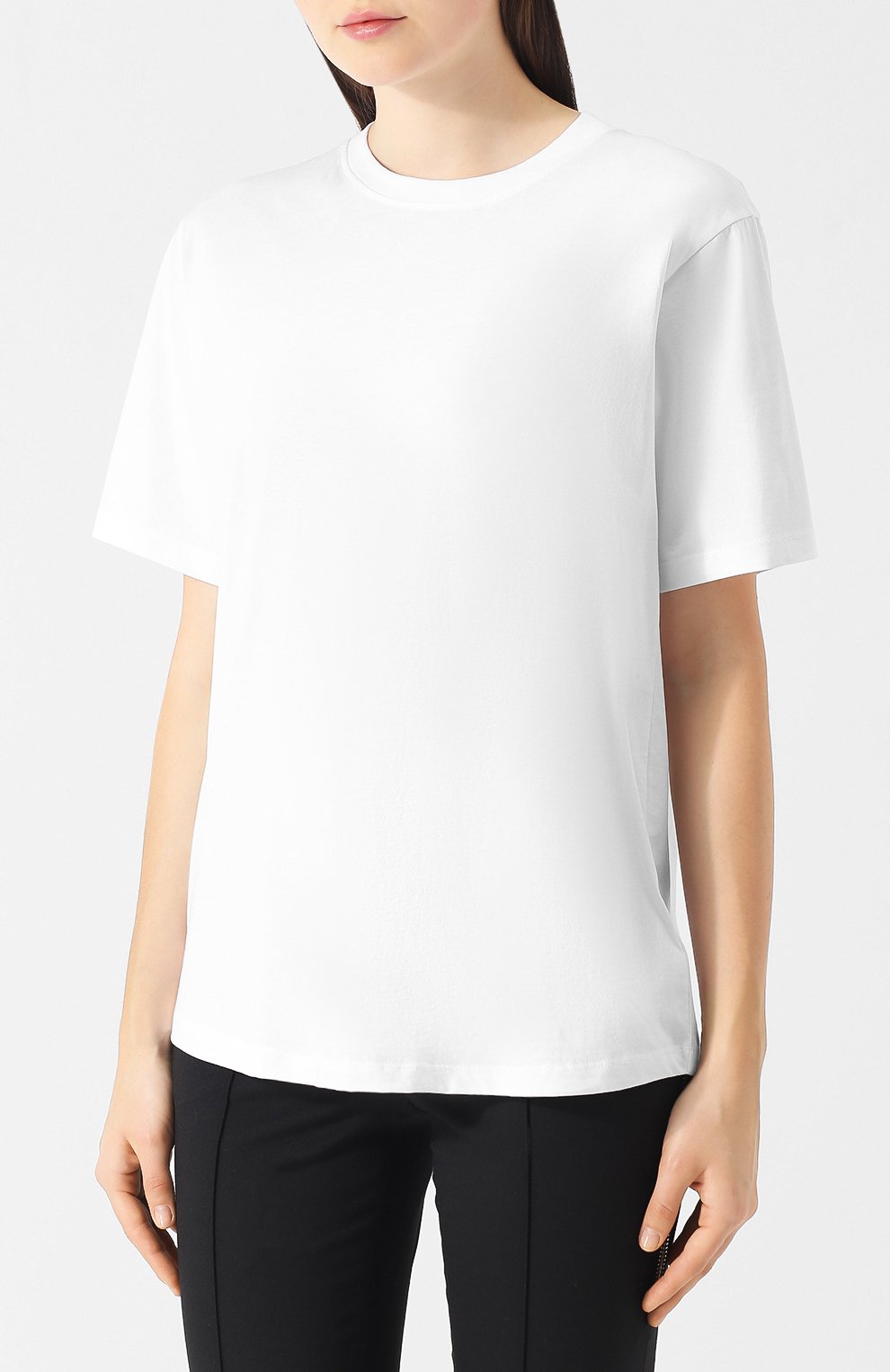 Однотонная хлопковая футболка с круглым вырезом VICTORIA, VICTORIA BECKHAM, арт. JYVV 072C PAW18 C0TT0N JERSEY, фото 3